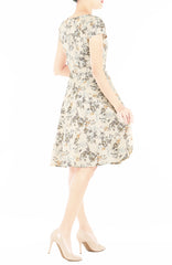 Vintage Apricot Rose Flare Tea Dress