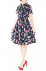 Vintage Love Rose Anna shirtdress – Midnight Blue