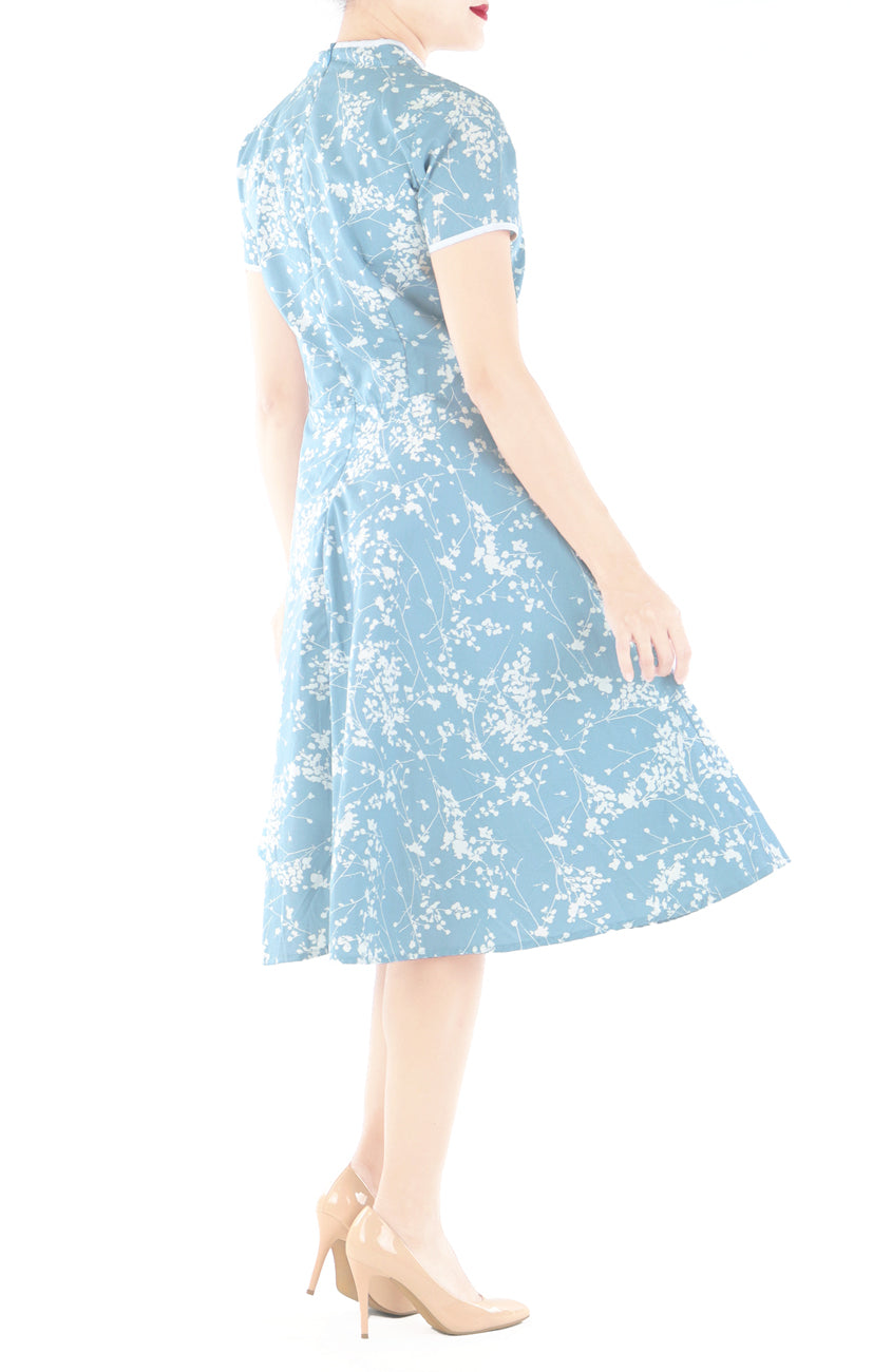 Whispering Plum Blossoms Cheongsam with Pearl Buttons