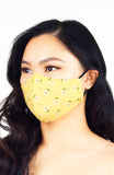 60s Flower Bomb Pure Cotton Face Mask - Lemon
