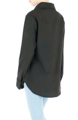 Adventure Awaits Long Sleeve Boyfriend Shirt - Black