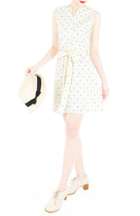 Ahoy, Gorgeous! Nautical A-Line Button Down Dress - Cream