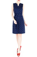 Ahoy, Gorgeous! Nautical A-Line Button Down Dress in Knee Length - Deep Blue