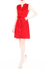 Ahoy, Gorgeous! Nautical A-Line Button Down Dress - Cherry Red