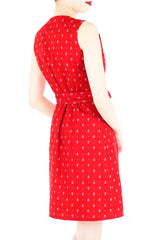 Ahoy, Gorgeous! Nautical A-Line Button Down Dress - Cherry Red