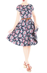 Antique Bouquet of Blooms Flare Tea Dress