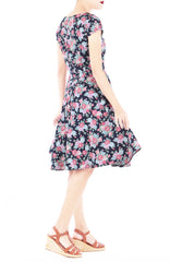 Antique Bouquet of Blooms Flare Tea Dress