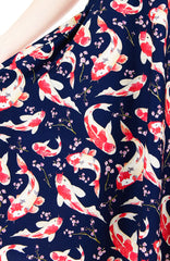 Artful Prosperity Koi Flare Midi Dress - Aegean Blue