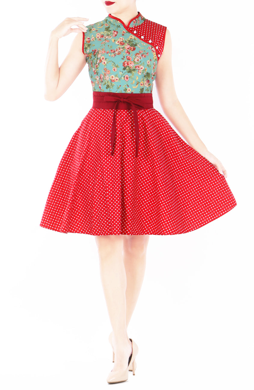 Artisanal Jade Cheongsam with Pearl Buttons