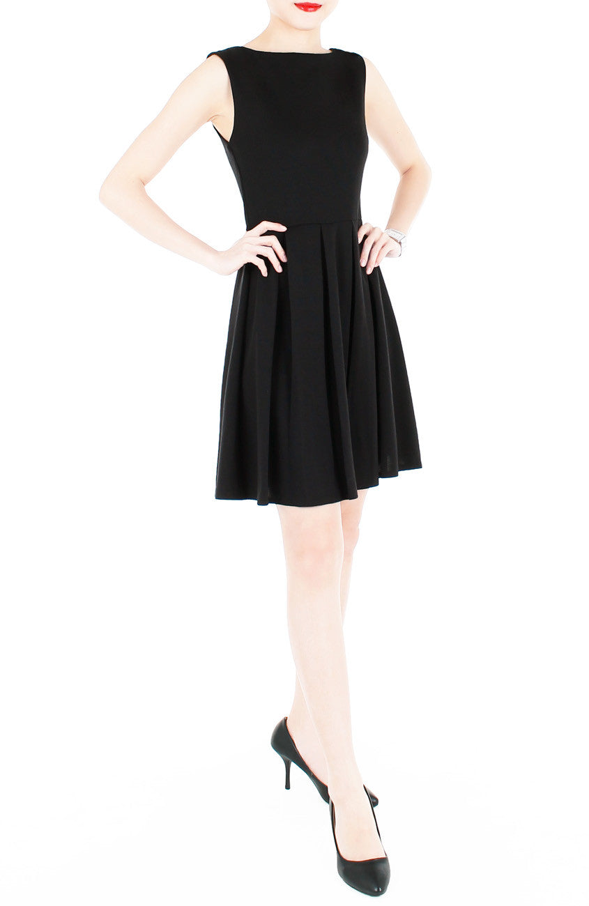 ‘Audrey Hepburn’ PETITE Flare Dress - Noir Black