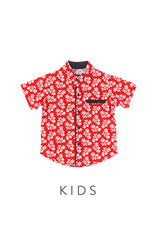 BOYS Auspicious Flowers at Dawn Mandarin Collar Shirt