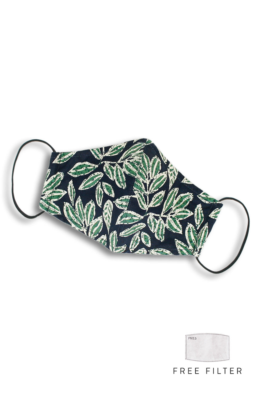 Batik Feuille Pure Cotton Face Mask - Forest