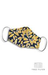 Batik Feuille Pure Cotton Face Mask - Mustard