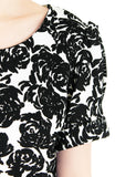Black Monochrome Rose Blouse with Sleeves