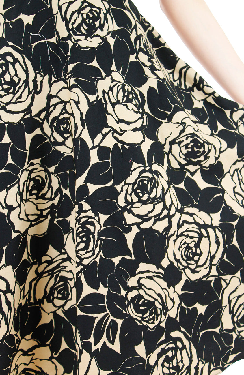 Black Desert Rose Flare Midi Dress