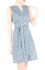 Bohemian Marrakech A-Line Button Down Dress - Egyptian Blue