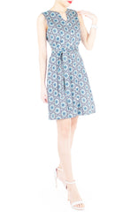 Bohemian Marrakech A-Line Button Down Dress - Egyptian Blue