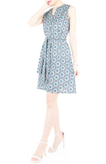 Bohemian Marrakech A-Line Button Down Dress - Egyptian Blue