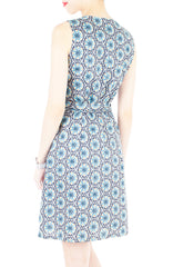 Bohemian Marrakech A-Line Button Down Dress - Egyptian Blue