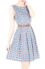 Bohemian Marrakech Getaway Flare Dress - Egyptian Blue