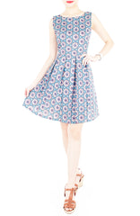 Bohemian Marrakech Getaway Flare Dress - Egyptian Blue