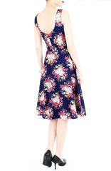 Brilliant Bouquets of White Flare Midi Dress