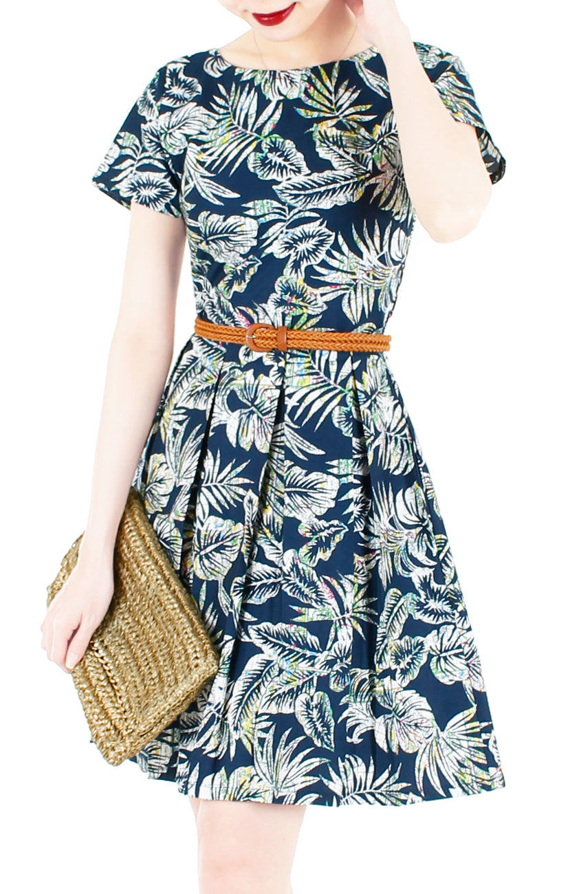 Brunch in Batik Flare Dress with Short Sleeves