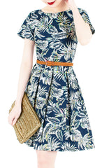 Brunch in Batik Flare Dress with Short Sleeves