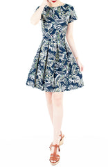 Brunch in Batik Flare Dress with Short Sleeves