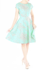 Cascading Sakuras Flare Tea Dress - Mint