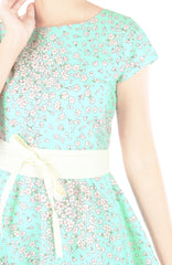 Cascading Sakuras Flare Tea Dress - Mint
