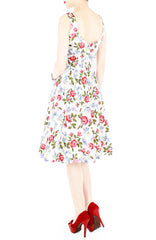 Charming Roses of Hearts Flare Midi Dress