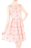 Charming Cherry Blossoms Flare Dress - Pink