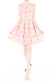 Charming Cherry Blossoms Flare Dress - Pink