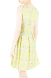 Charming Cherry Blossoms Flare Dress - Yellow