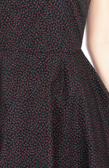 Charming Clematis Flare Midi Dress - Noir & Ruby