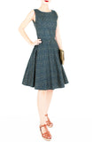 Charming Clematis Flare Midi Dress - Prussian Blue