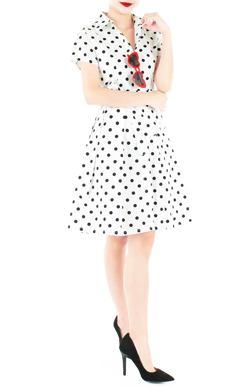 Charming Polka Dots Anna Shirtdress - White