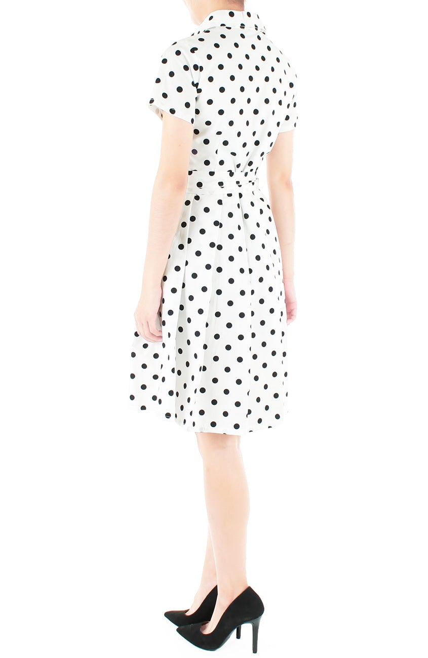 Charming Polka Dots Anna Shirtdress - White