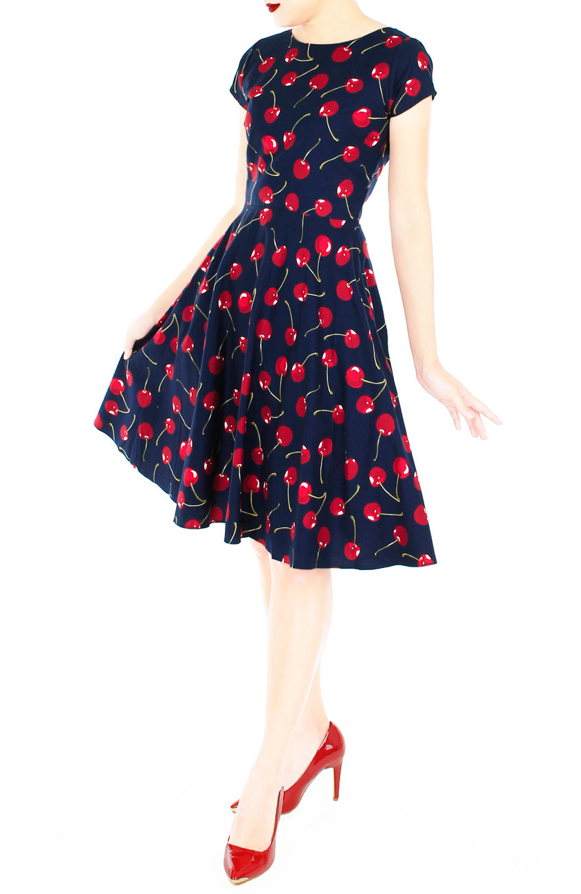 Cherry Picking Flare Tea Dress