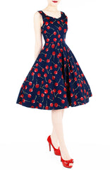 Cherry, Cherry Lips Flare Midi Dress