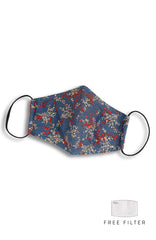 Chinoiserie Sakura Pure Cotton Face Mask - Autumn Blue