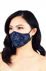 Chinoiserie Sakura Pure Cotton Face Mask - Azure Blue