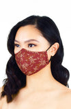 Chinoiserie Sakura Pure Cotton Face Mask - Mahogany Red