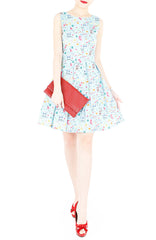 Christmas Whimsy in Wonderland Flare Dress - Snow Blue