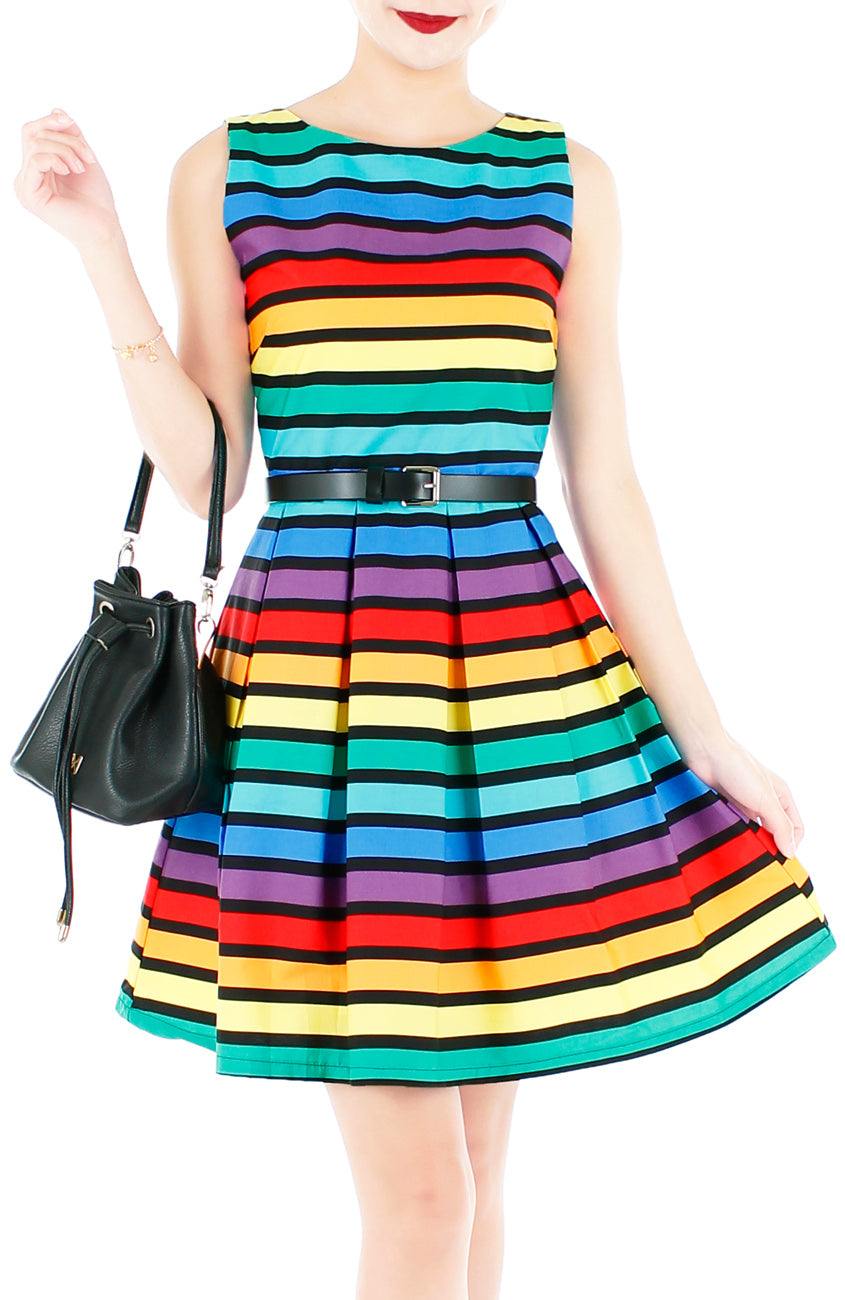 Christmas Candy Cane Flare Dress