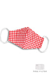 Classic Checkered Beauty Pure Cotton Face Mask - Ruby Red
