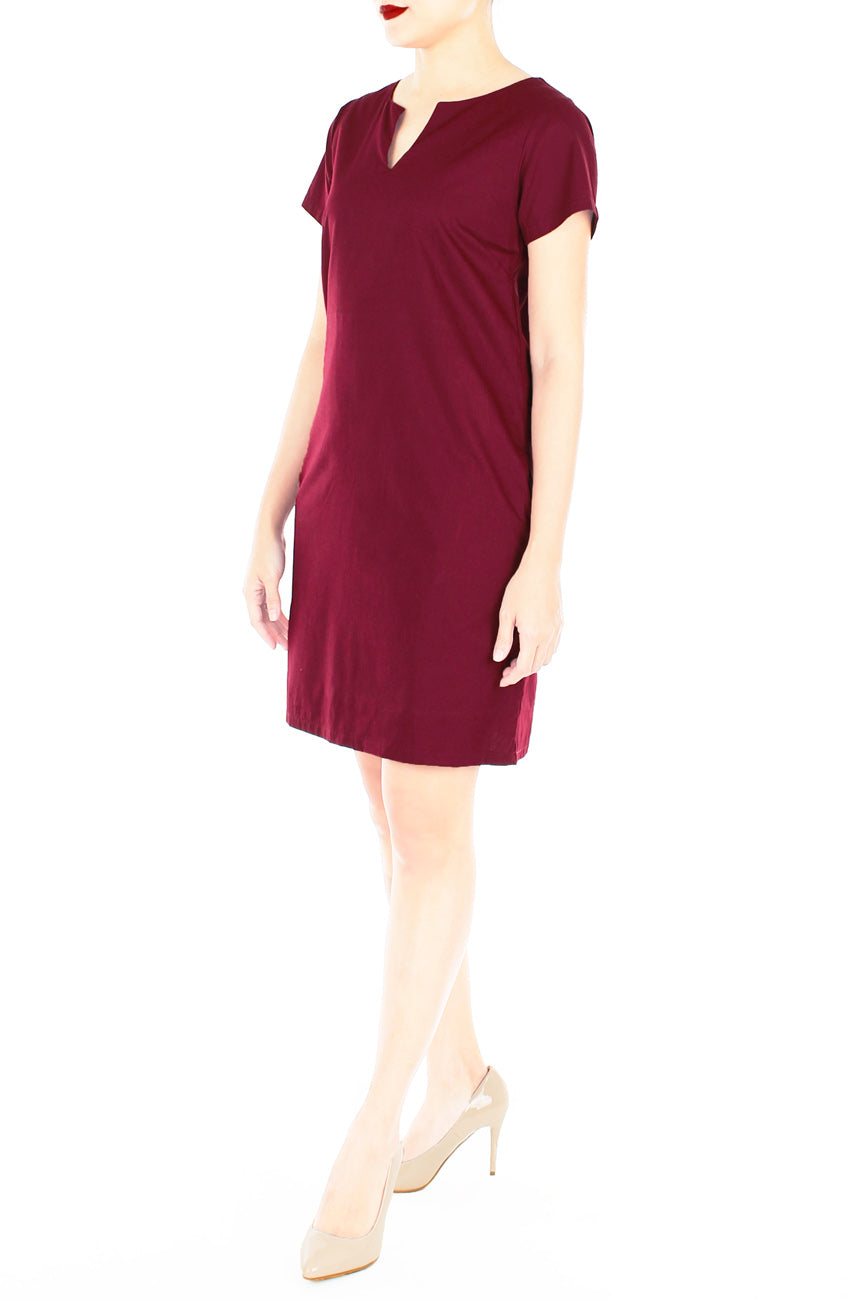 Classic Chic Lily Shift Dress - Wine Red