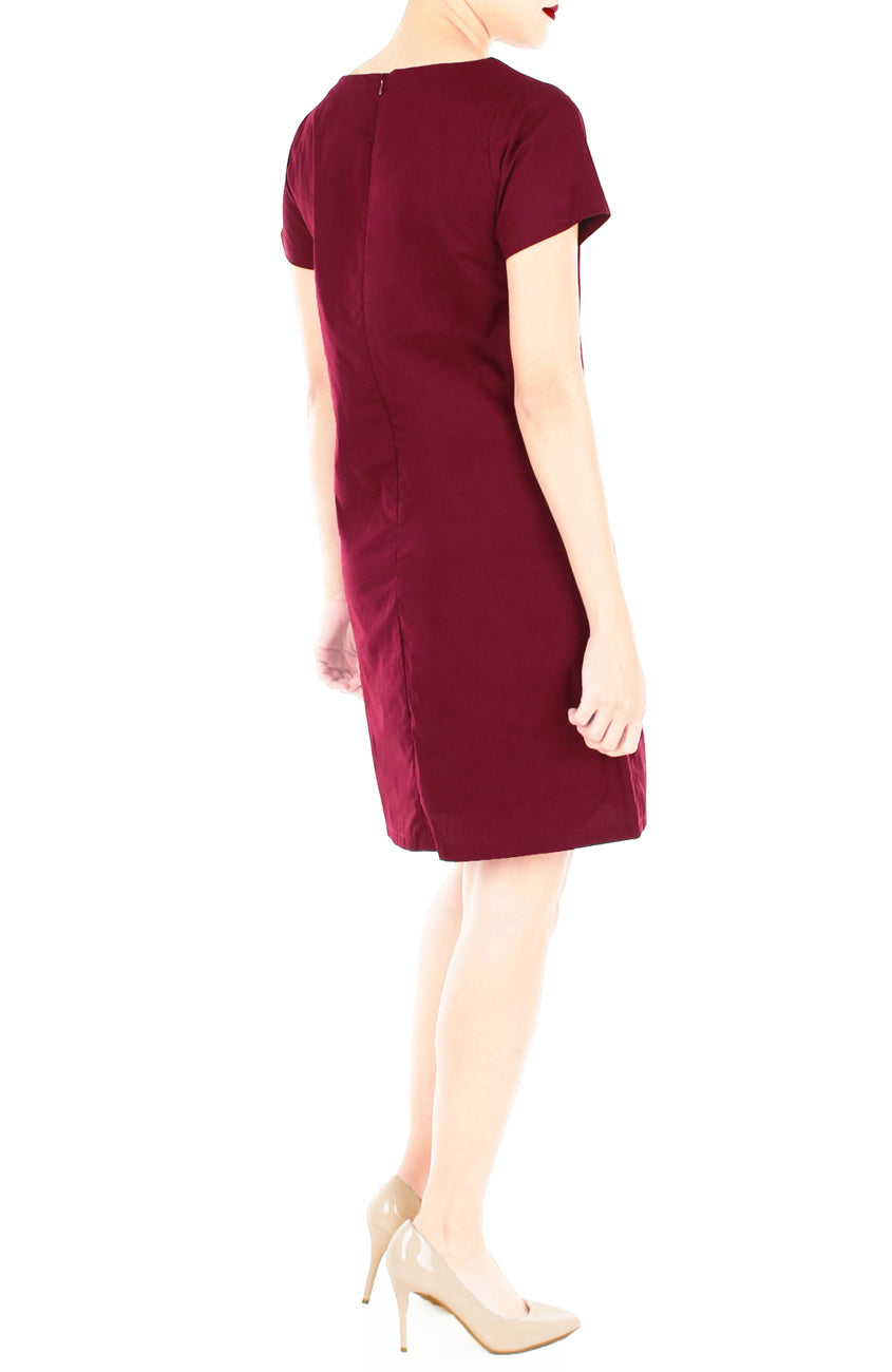 Classic Chic Lily Shift Dress - Wine Red