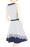 Classic Cornerstone Rose Flare Dress with Blue Trims